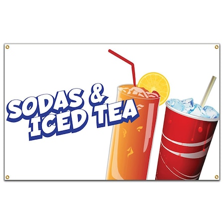 Sodas & Iced Tea Banner Concession Stand Food Truck Single Sided